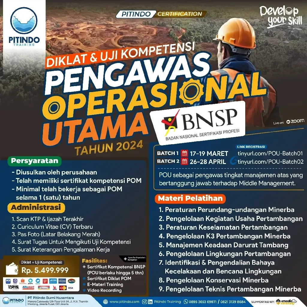 Batch 1 - Diklat & Uji Kompetensi Pengawas Operasional Utama (POU)